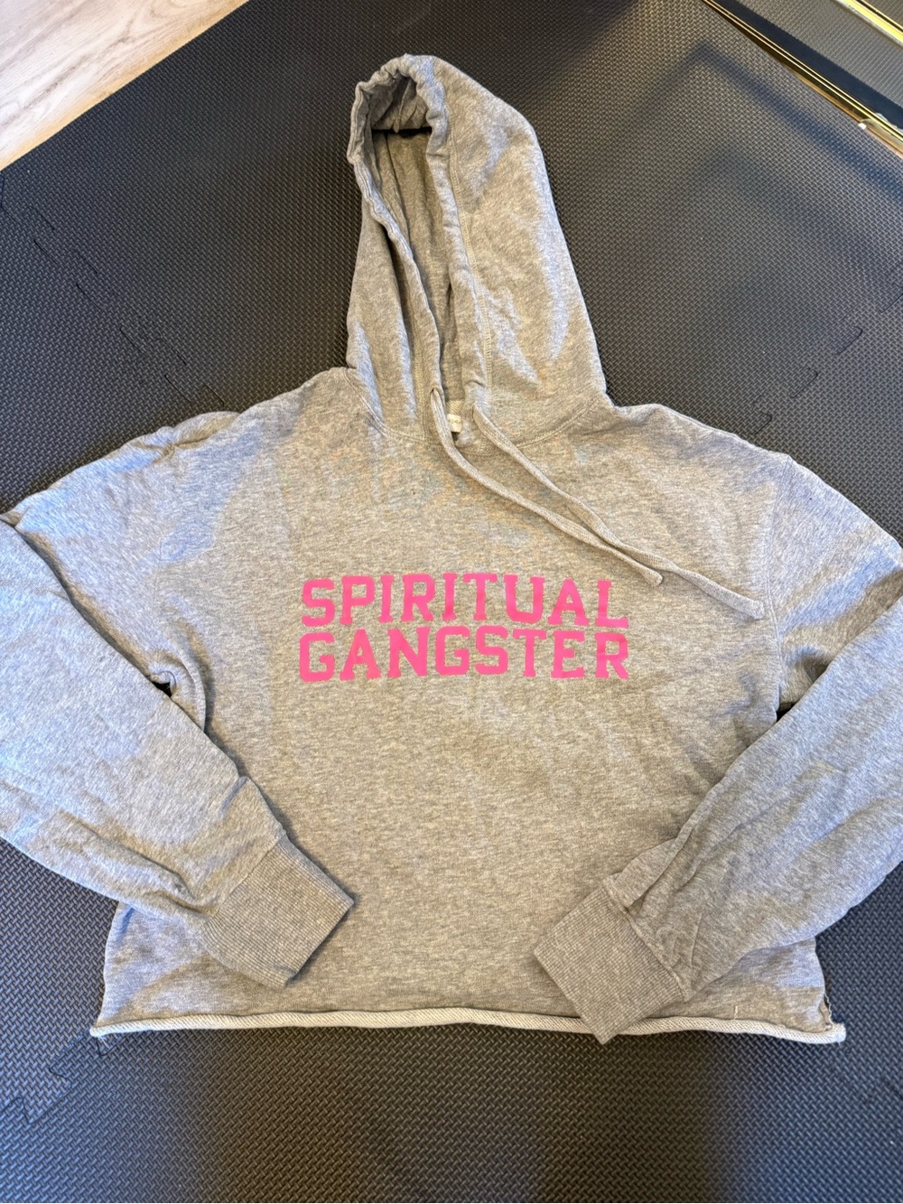 Spiritual Gangster Women's Gray cropped Hoodie Sweatshirt